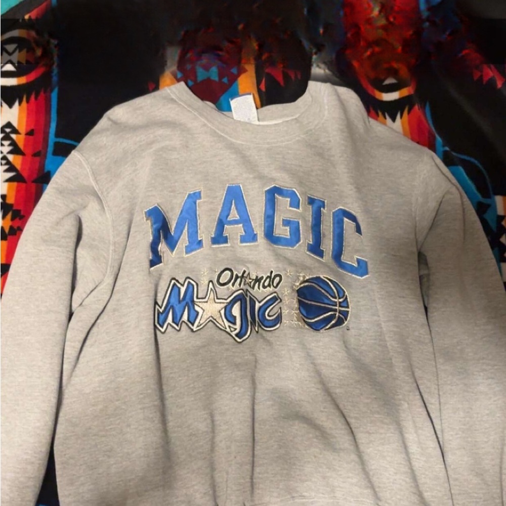 Nike Gray and Blue Orlando Magic Crewneck Sweater